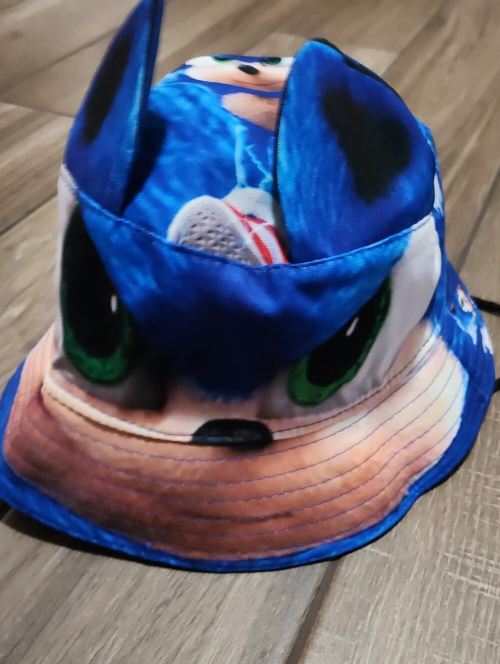 Sonic Blue Character Bucket Hat with Green Eyes